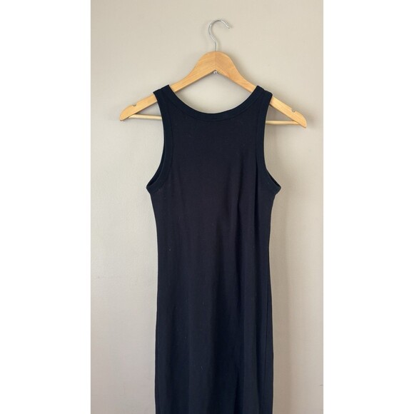 UNIQLO Women’s Black Ribbed Bra Dress Size Small Midi Bodycon Sleeveless Stretch - Picture 4 of 5